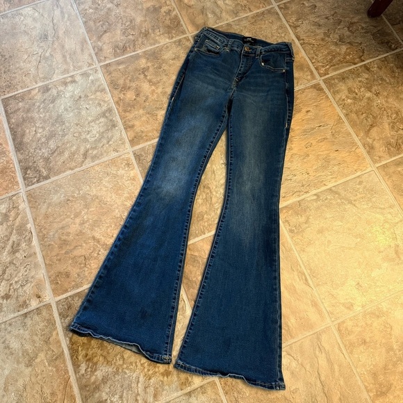 True Religion Women's Dark Blue Charlie Vintage High Rise Flare Jeans - Picture 2 of 8